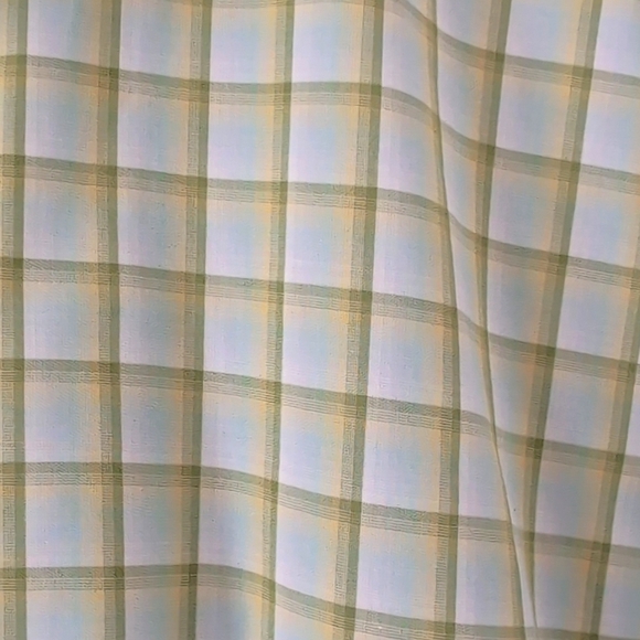 Johnston & Murphy Plaid Cotton Button Down Dress Shirt Green Yellow Medium - Picture 2 of 7